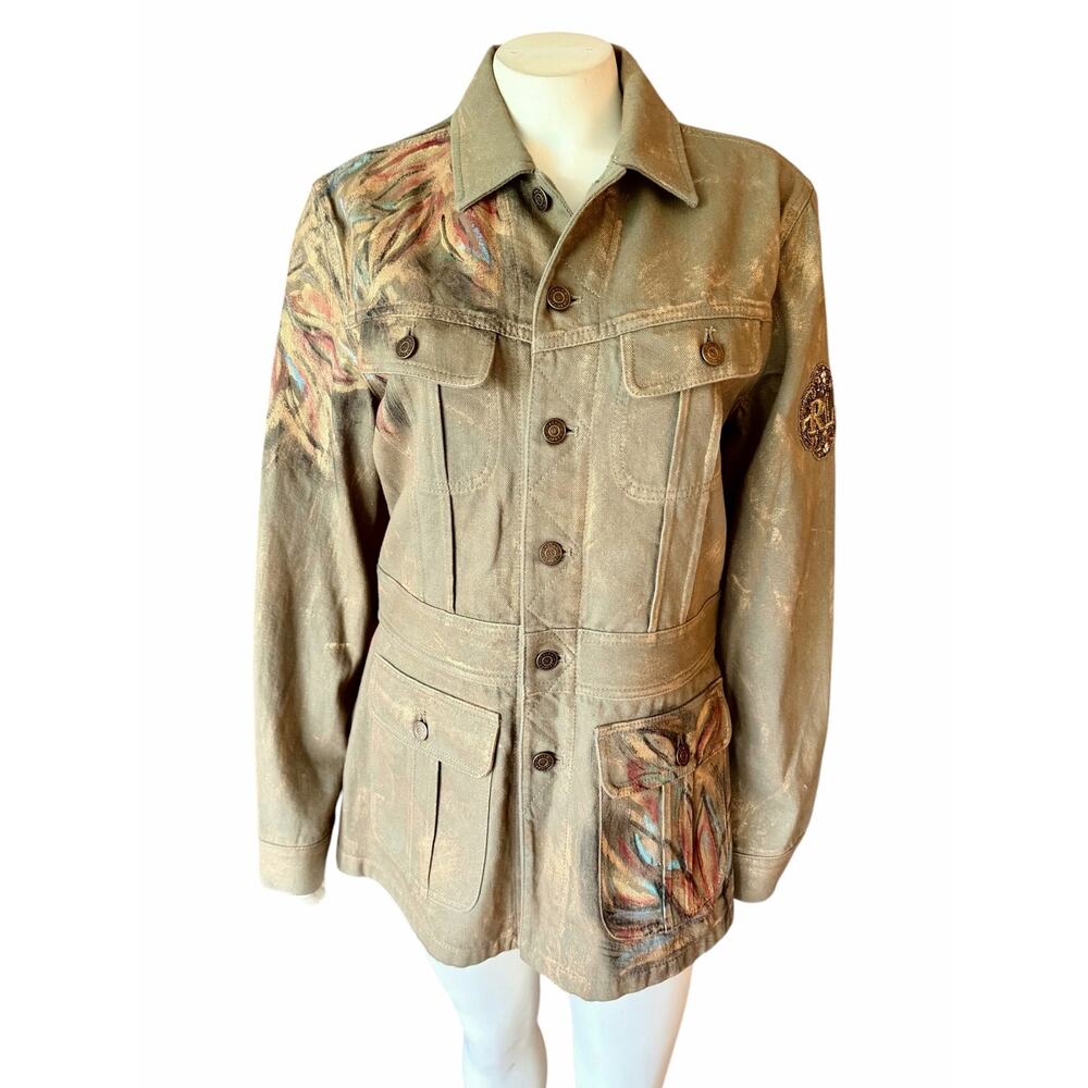 Ralph Lauren Collection Purple Label Bacall Hand Painted Utility Jacket Size 8 - Picture 9 of 16
